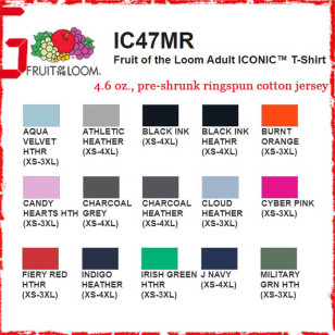 Fruit of the Loom IC47MR Adult ICONIC 4.6 oz. Men Jersey T Shirt (Special Order)